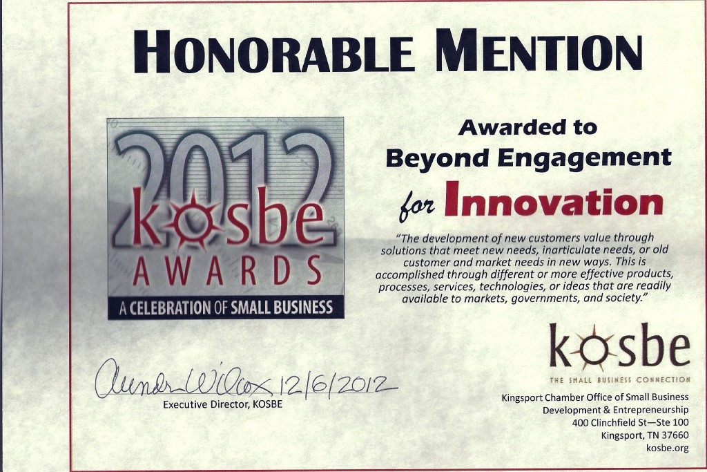Beyond Engagement receives Honorable Mention in Innovation at KOSBE Award Ceremony