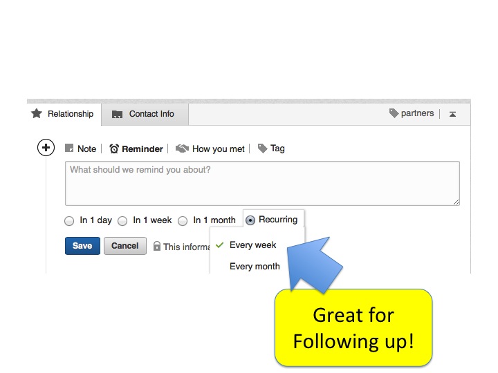 Set up Recurring Reminder for Following up with Prospect Linkedin Members