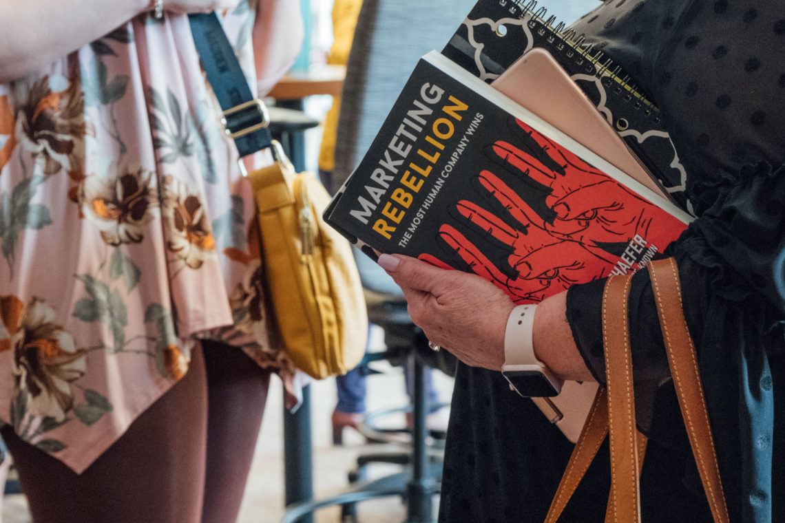 One of my favorite books from 2019, Marketing Rebellion. Photo Credit Laura Beth Davidson Photography.