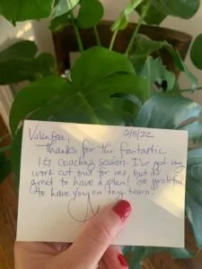 Read more about the article Recent Testimonial – handwritten note