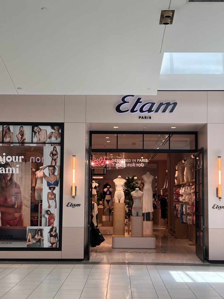 The store front of Etam at Dadeland Mall in Miami, FL. Their first store in the US.